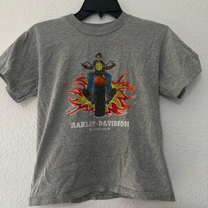 Harley-Davidson Kids Gray Graphic T-Shirt Short Sleeve Size S Motorcycle Logo